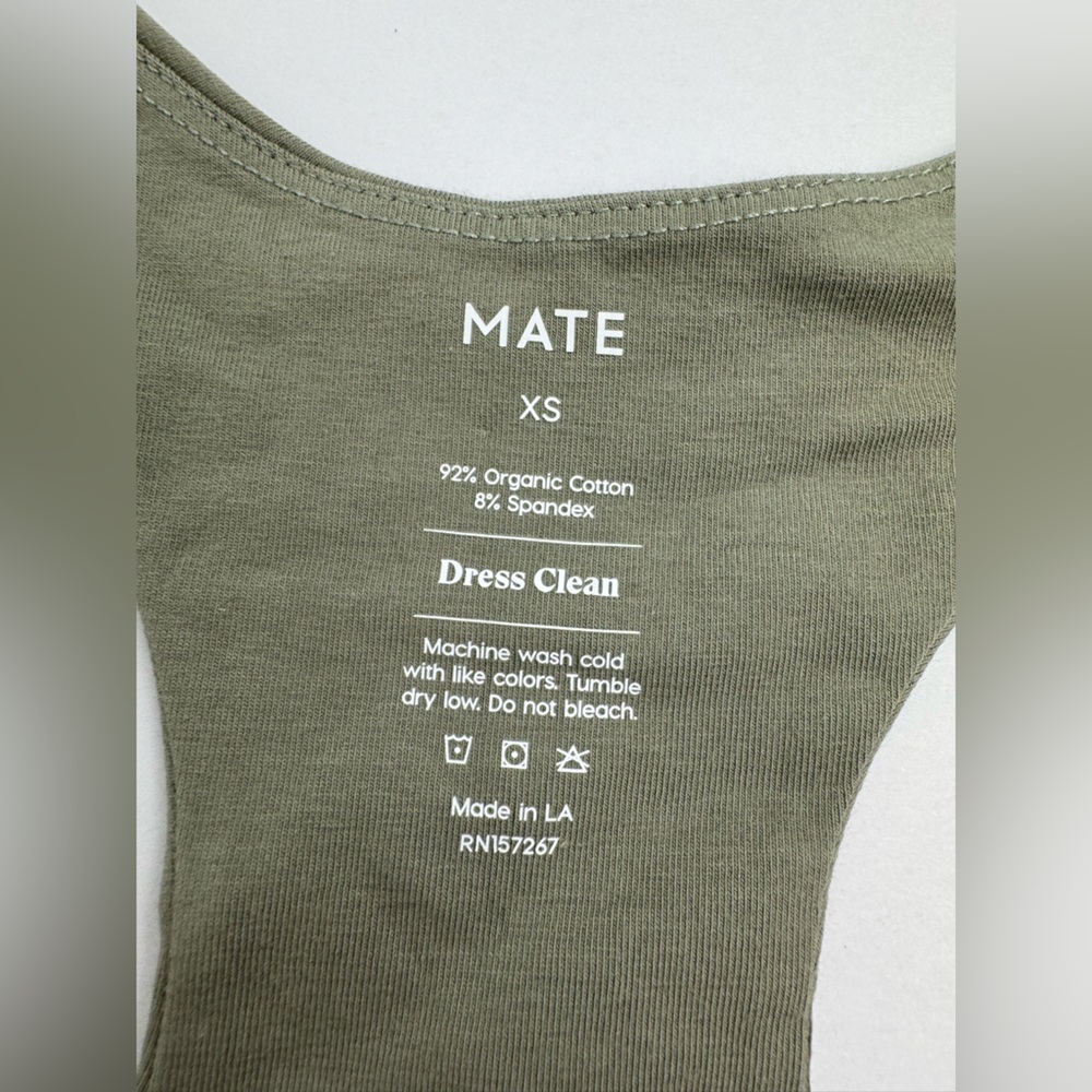 NWT MATE The Label Organic Cotton Stretch Bra Legging Set Size XS Sage Green - Picture 8 of 16